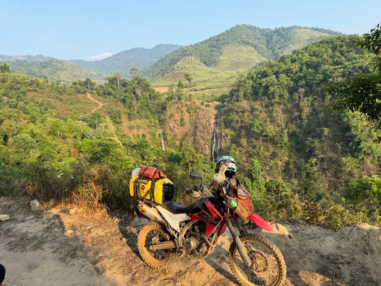Group of riders on a mountain pass road in Northern Thailand