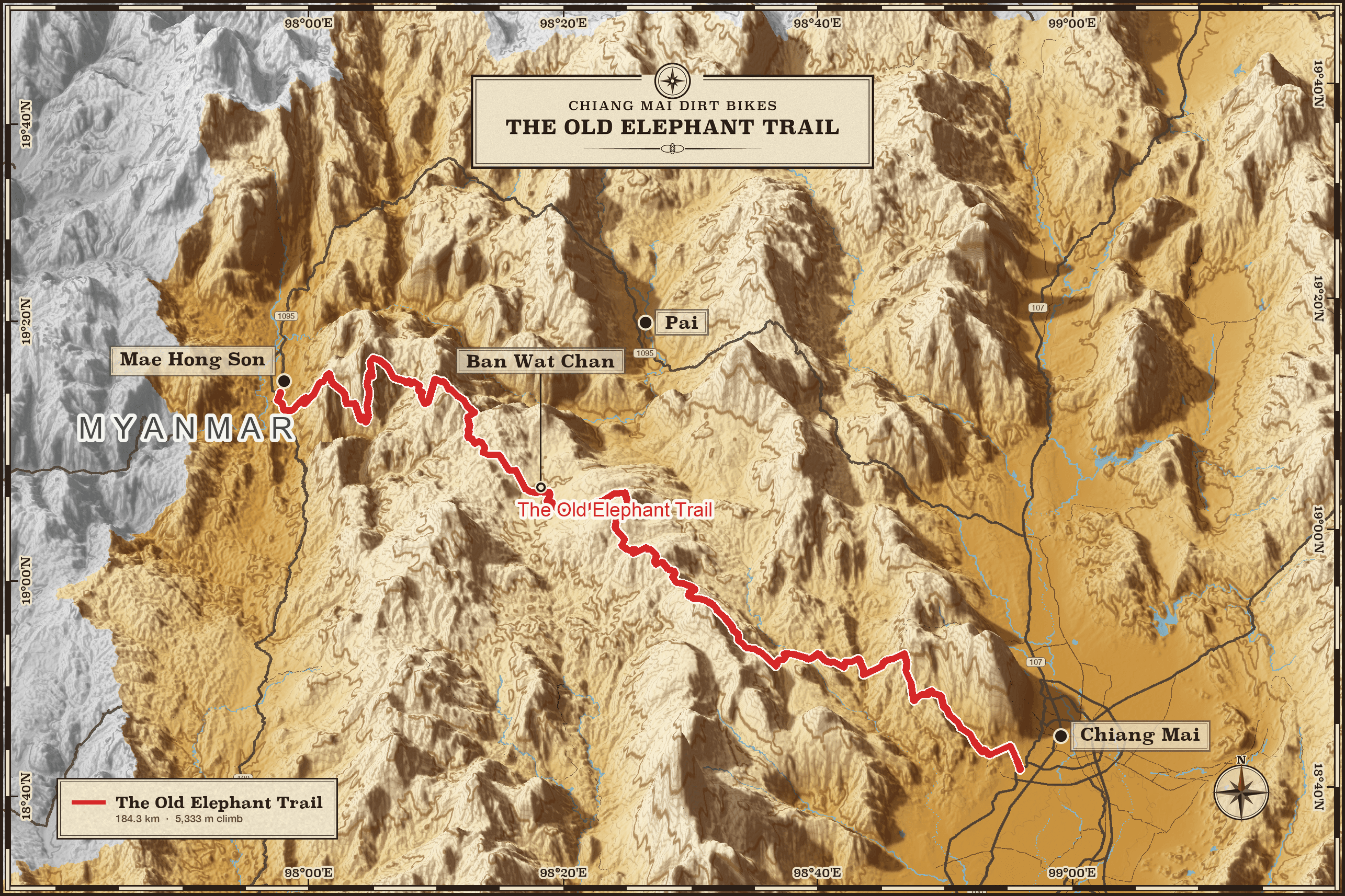 The Old Elephant Trail printed map