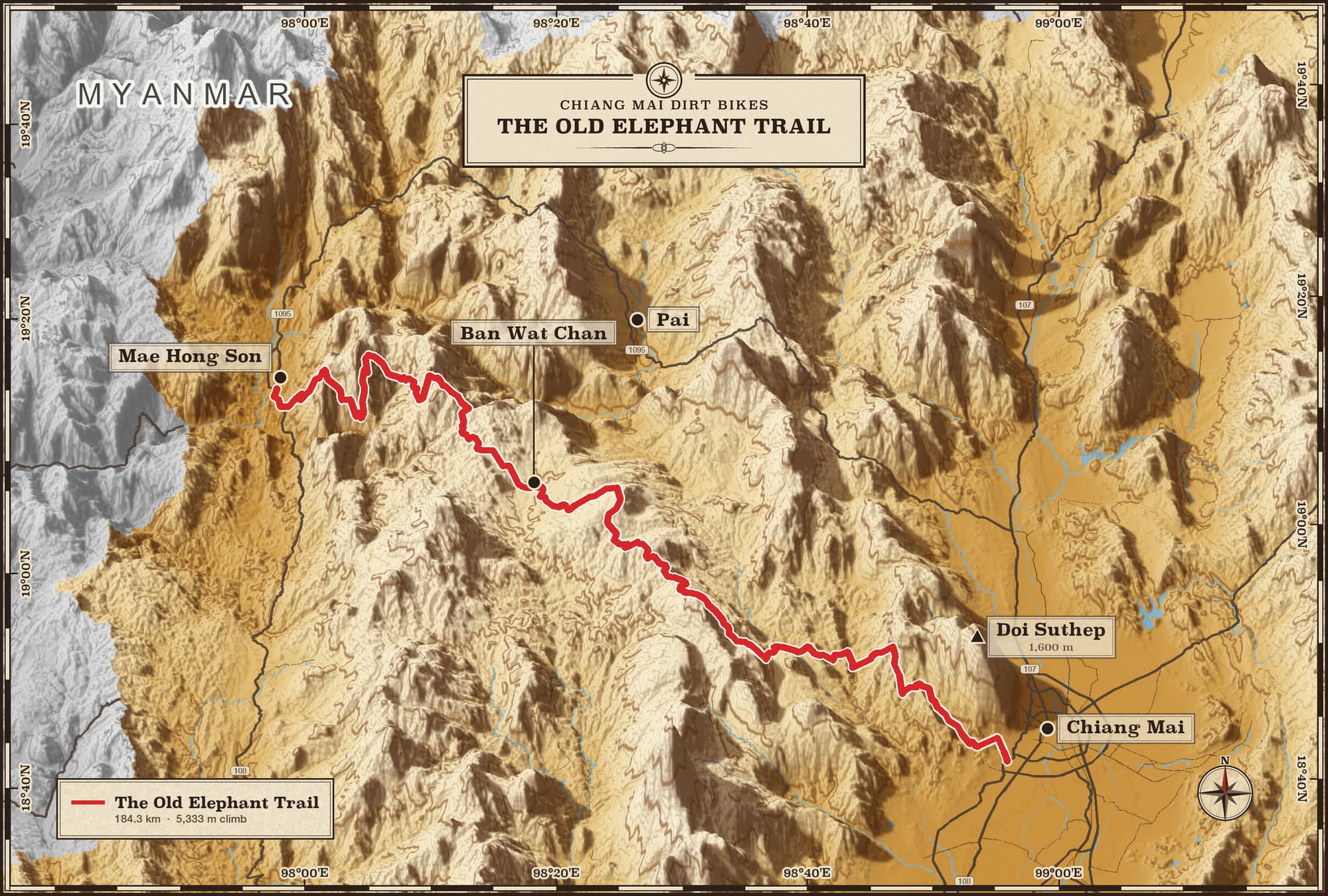 The Old Elephant Trail printed map