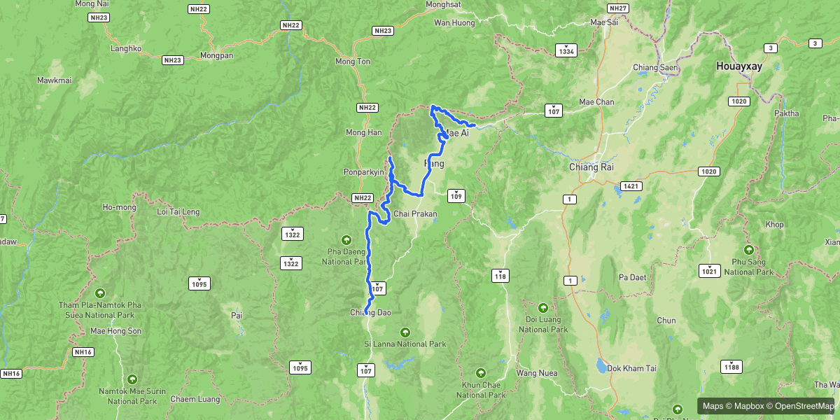 Day one, from Chiang Dao up to the border and across to Tha Ton.
