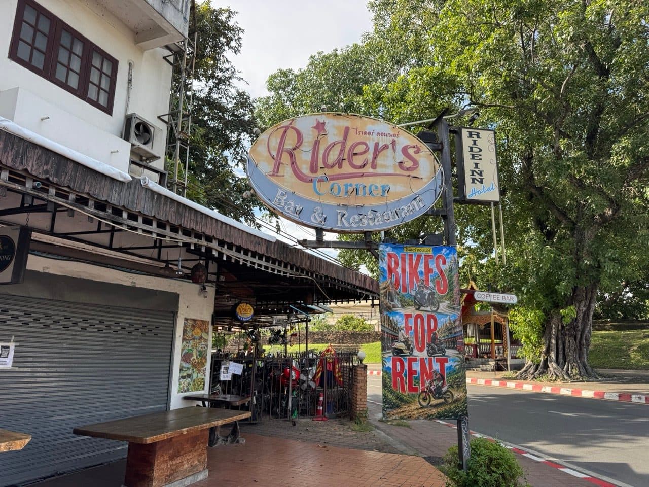 Rider's Corner in Chiang Mai old city at the end of the day