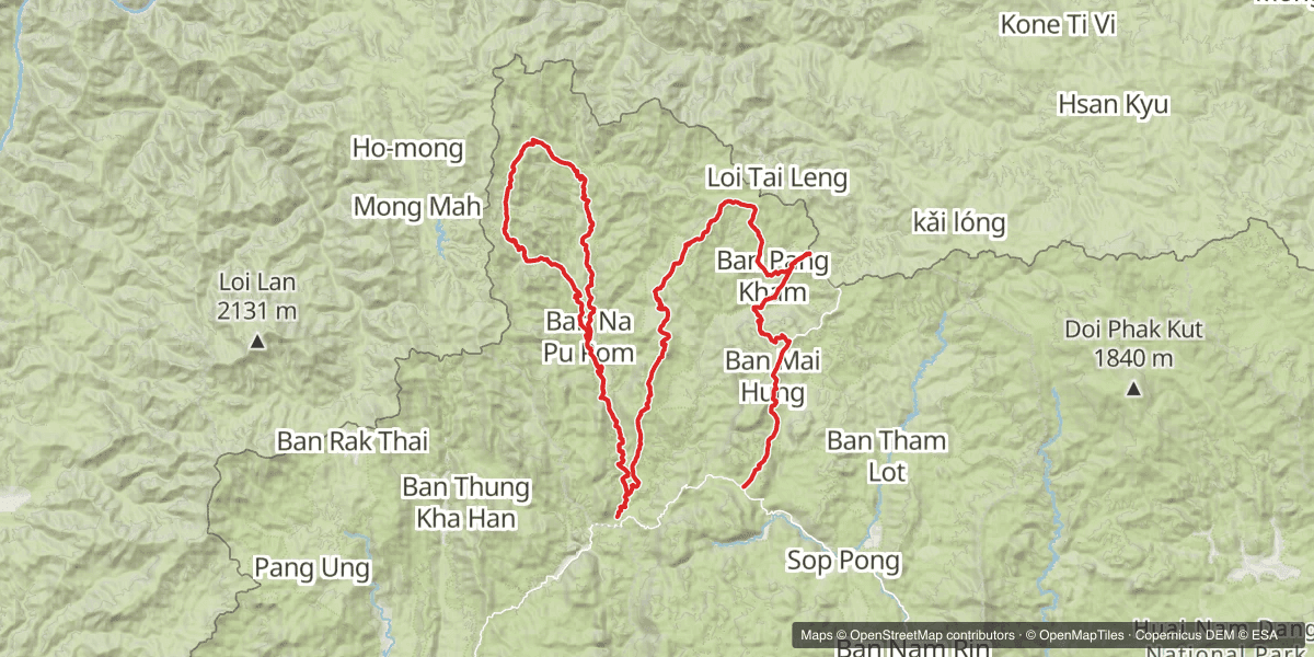 Day two. Two loops north and west of Pang Ma Pha, both of them running up toward the border.
