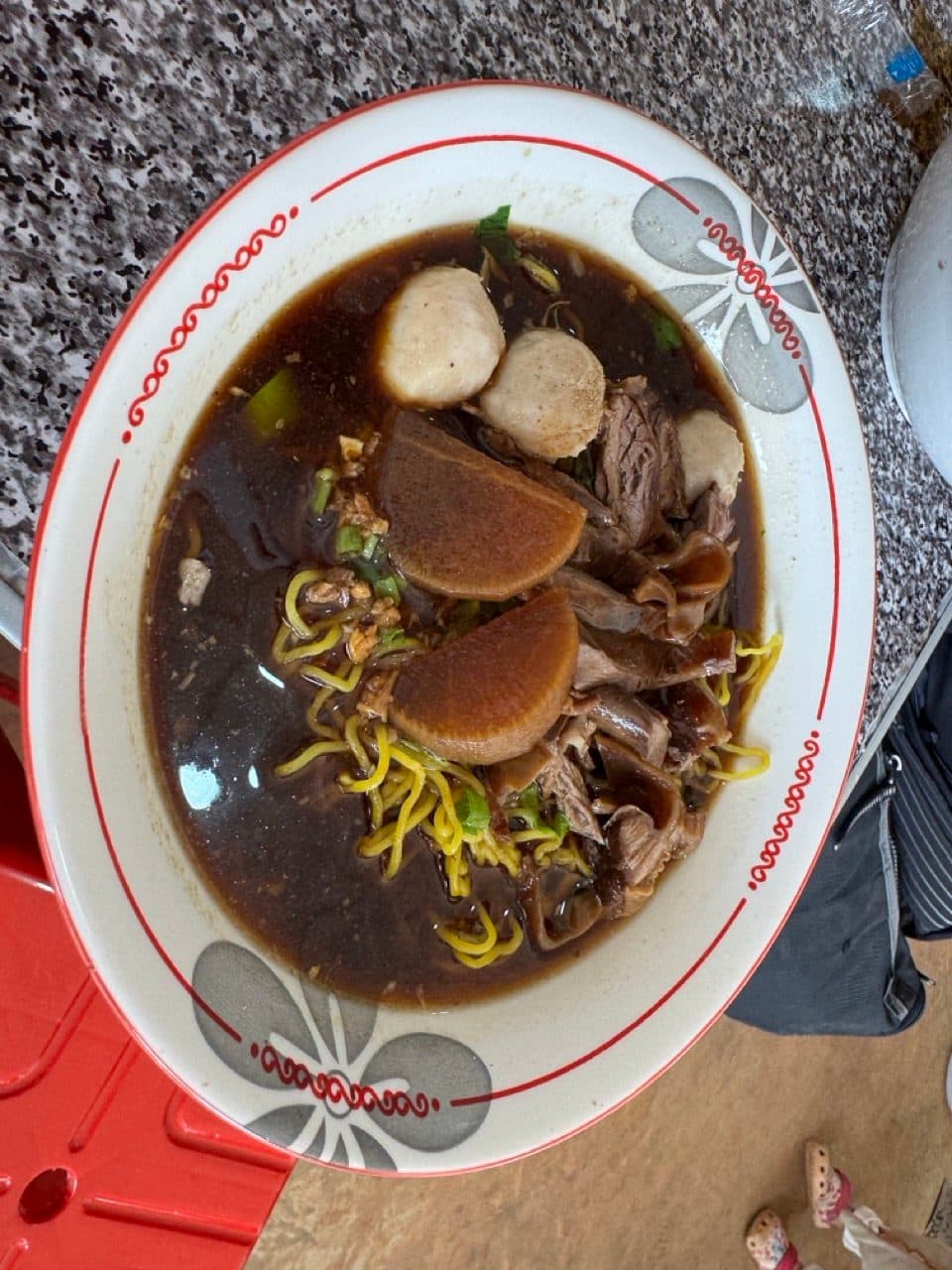 Beef noodle soup at the shop in Ban Mae Hae Nuea