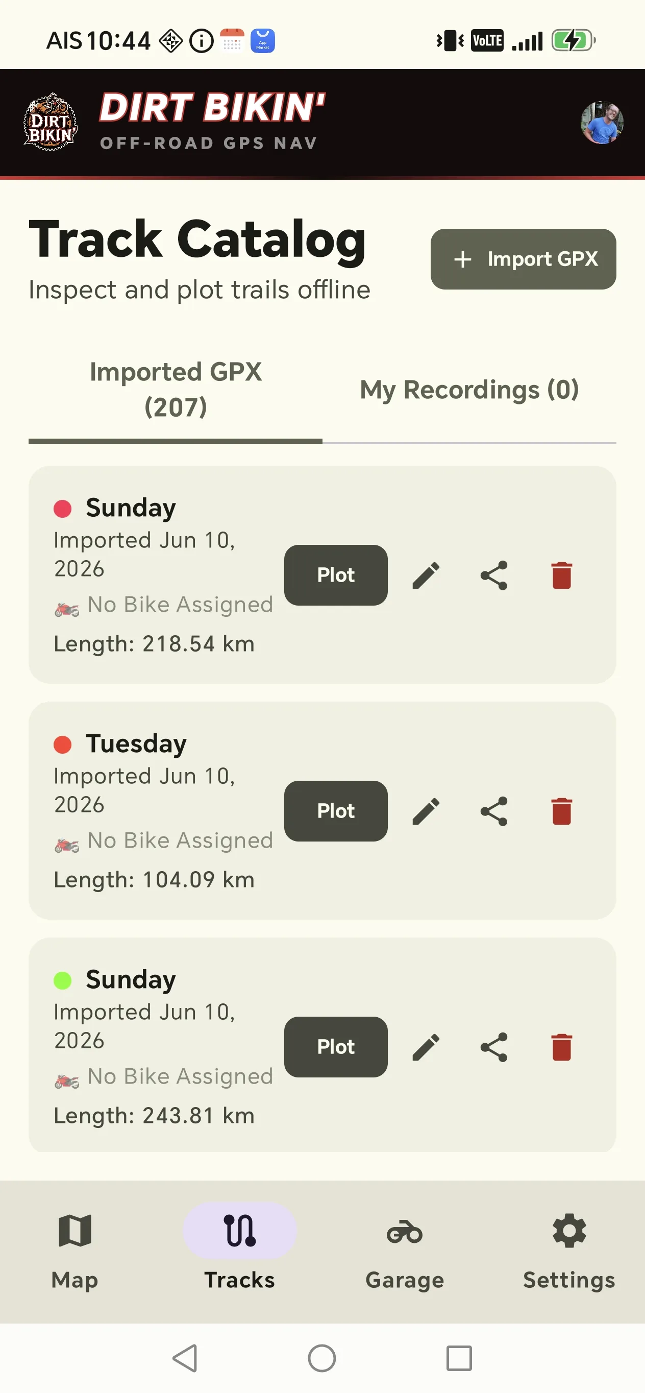 207 trails, ready to plot offline